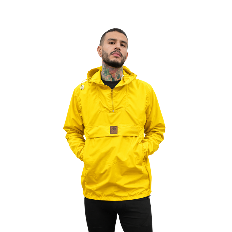 Chaqueta bolsillo canguro amarilla