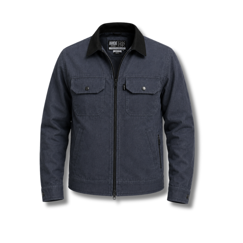 Chaqueta cazadora lino azul